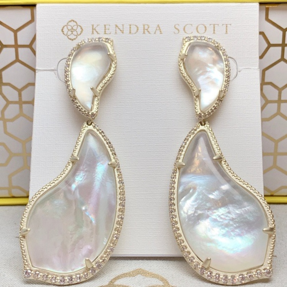 Kendra Scott Rhodium Mother-of-Pearl CZ Earrings